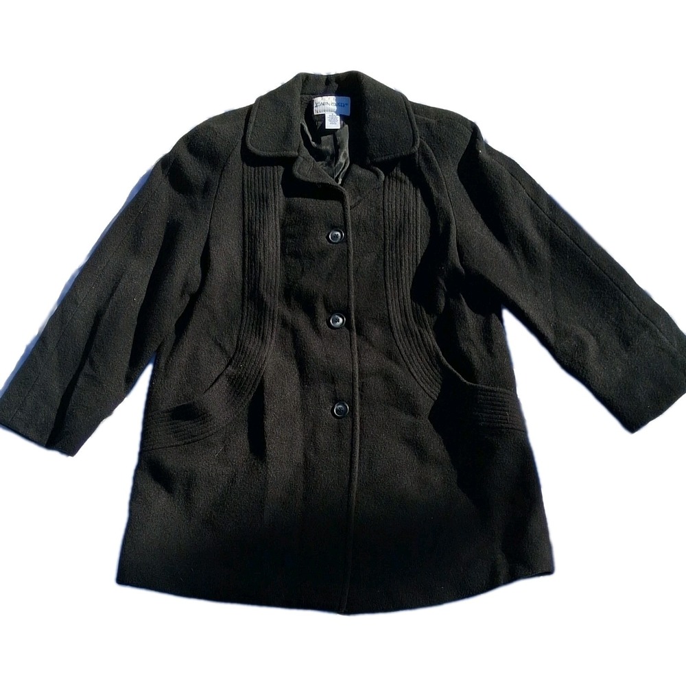 Cabin Creek Black Women's‎  Wool Blend Button Front Winter Overcoat Size 8